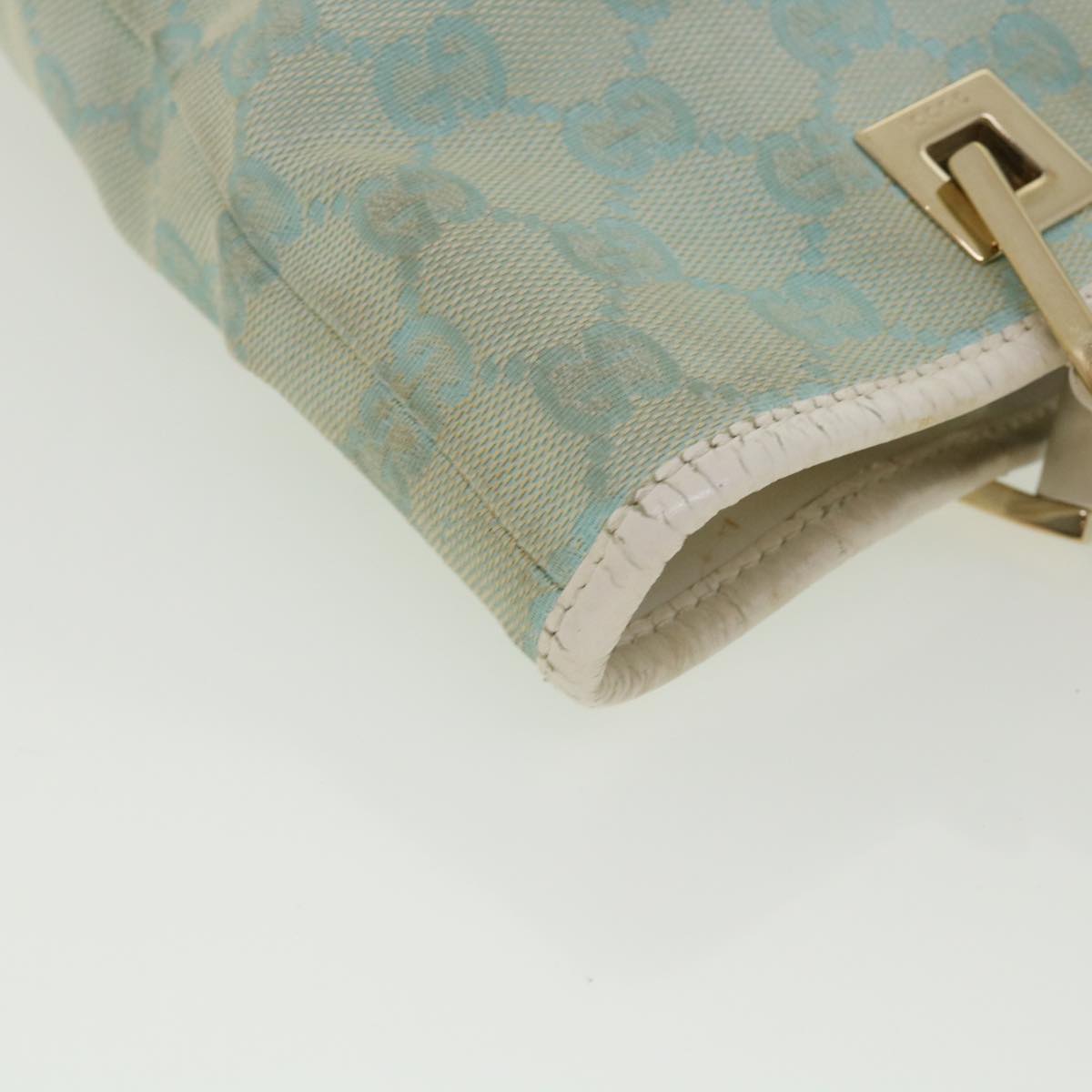 GUCCI GG Canvas Shoulder Bag Light Blue 0021099 001998 Auth 34957