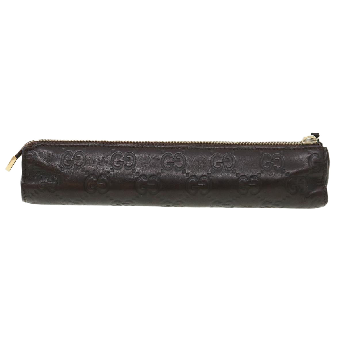 GUCCI Guccissima Pen Case Leather Dark Brown 256579 Auth jk3028 - 0