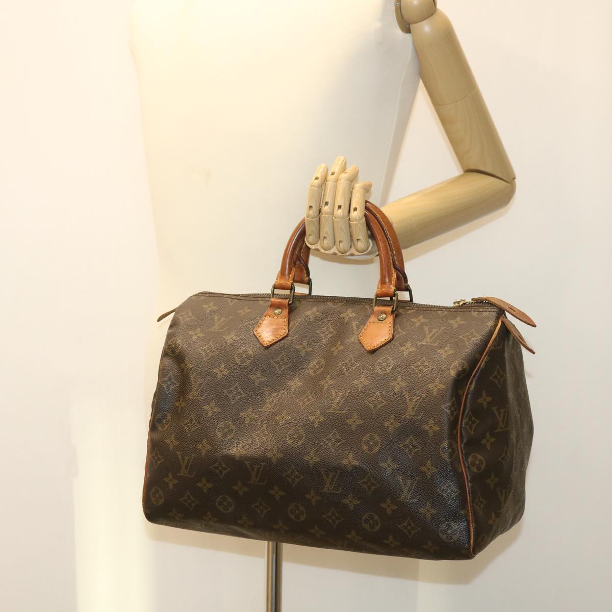 LOUIS VUITTON Monogram Speedy 35 Hand Bag M41524 LV Auth jk3031