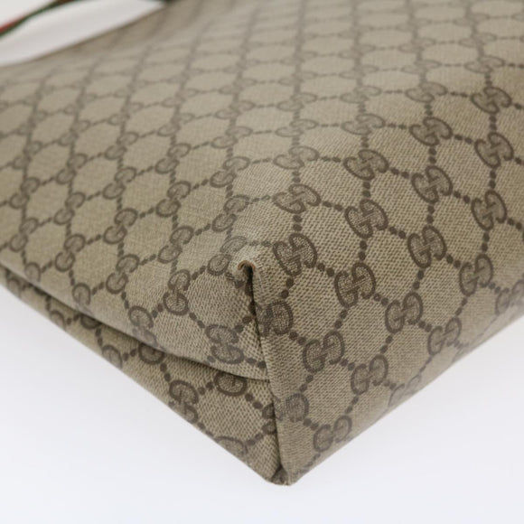 GUCCI Web Sherry Line GG Canvas Tote Bag PVC Leather Beige Green Red Auth jk3040