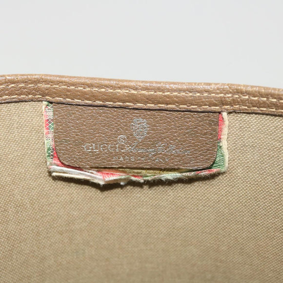 GUCCI Web Sherry Line GG Canvas Tote Bag PVC Leather Beige Green Red Auth jk3040