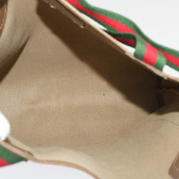 GUCCI Web Sherry Line GG Canvas Tote Bag PVC Leather Beige Green Red Auth jk3040