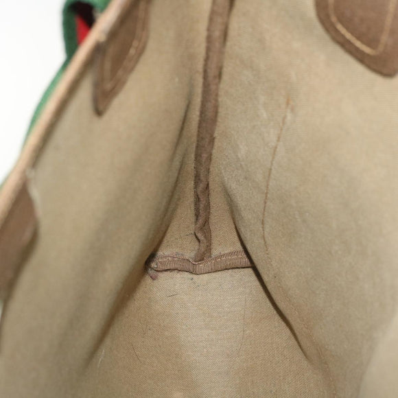 GUCCI Web Sherry Line GG Canvas Tote Bag PVC Leather Beige Green Red Auth jk3040