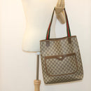 GUCCI Web Sherry Line GG Canvas Tote Bag PVC Leather Beige Green Red Auth jk3040-21