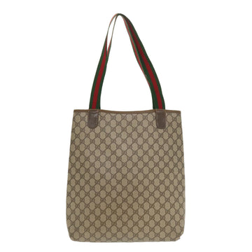 GUCCI Web Sherry Line GG Canvas Tote Bag PVC Leather Beige Green Red Auth jk3040 - 0