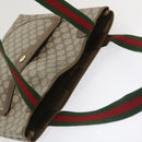 GUCCI Web Sherry Line GG Canvas Tote Bag PVC Leather Beige Green Red Auth jk3040-6