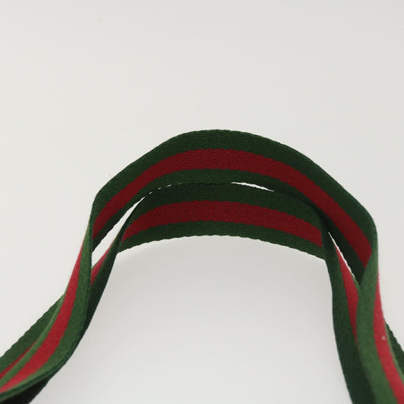 GUCCI Web Sherry Line GG Canvas Tote Bag PVC Leather Beige Green Red Auth jk3040