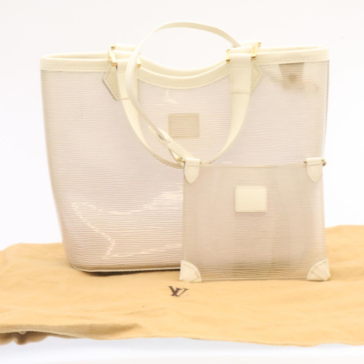 LOUIS VUITTON Epi Plage Mini Lagoon Bay Tote Bag White Clear M92263 Auth jk361