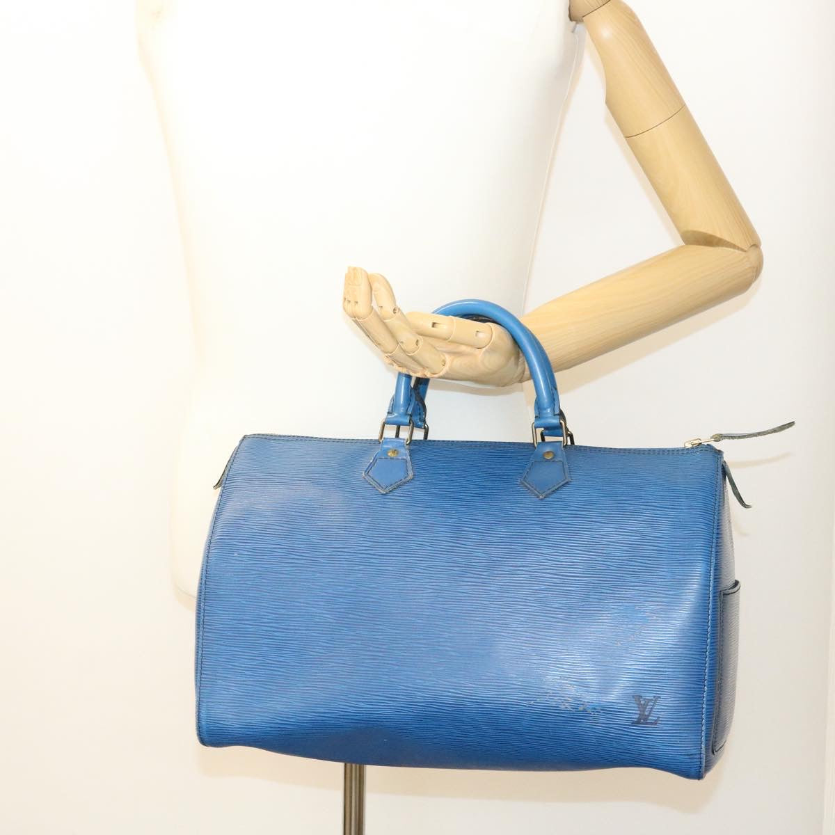 LOUIS VUITTON Epi Speedy 35 Hand Bag Blue M42995 LV Auth jk402