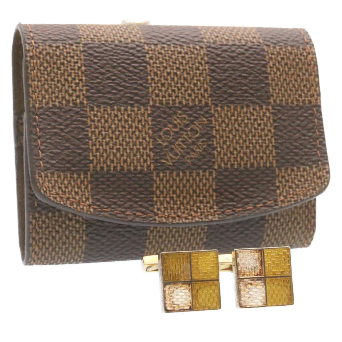 LOUIS VUITTON Damier Ebene Cuff Case ＆ Cuffs Cuffs LV Auth jk487