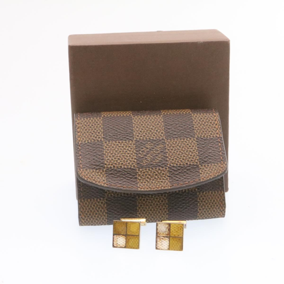 LOUIS VUITTON Damier Ebene Cuff Case ＆ Cuffs Cuffs LV Auth jk487