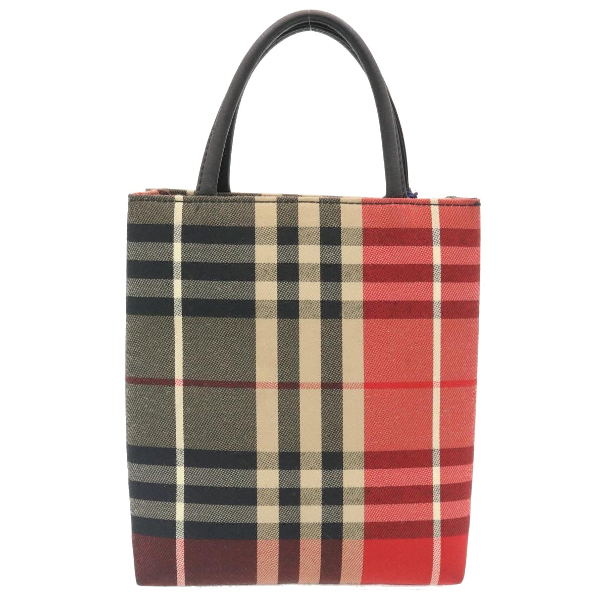 BURBERRY Nova Check Mini Hand Bag Red Black Auth ki1446 - 0