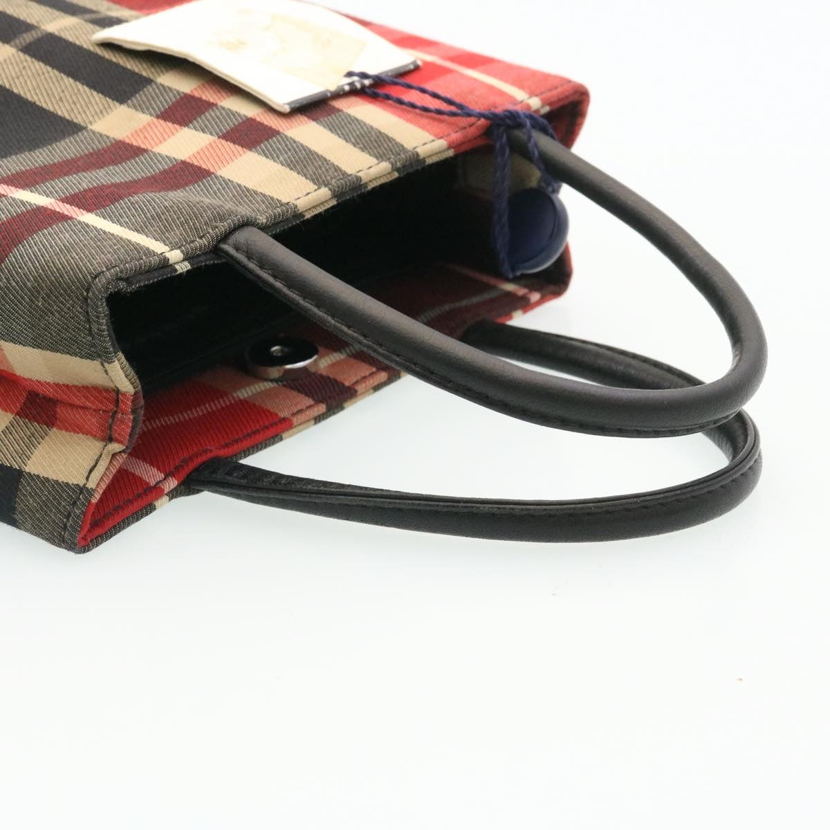 BURBERRY Nova Check Mini Hand Bag Red Black Auth ki1446