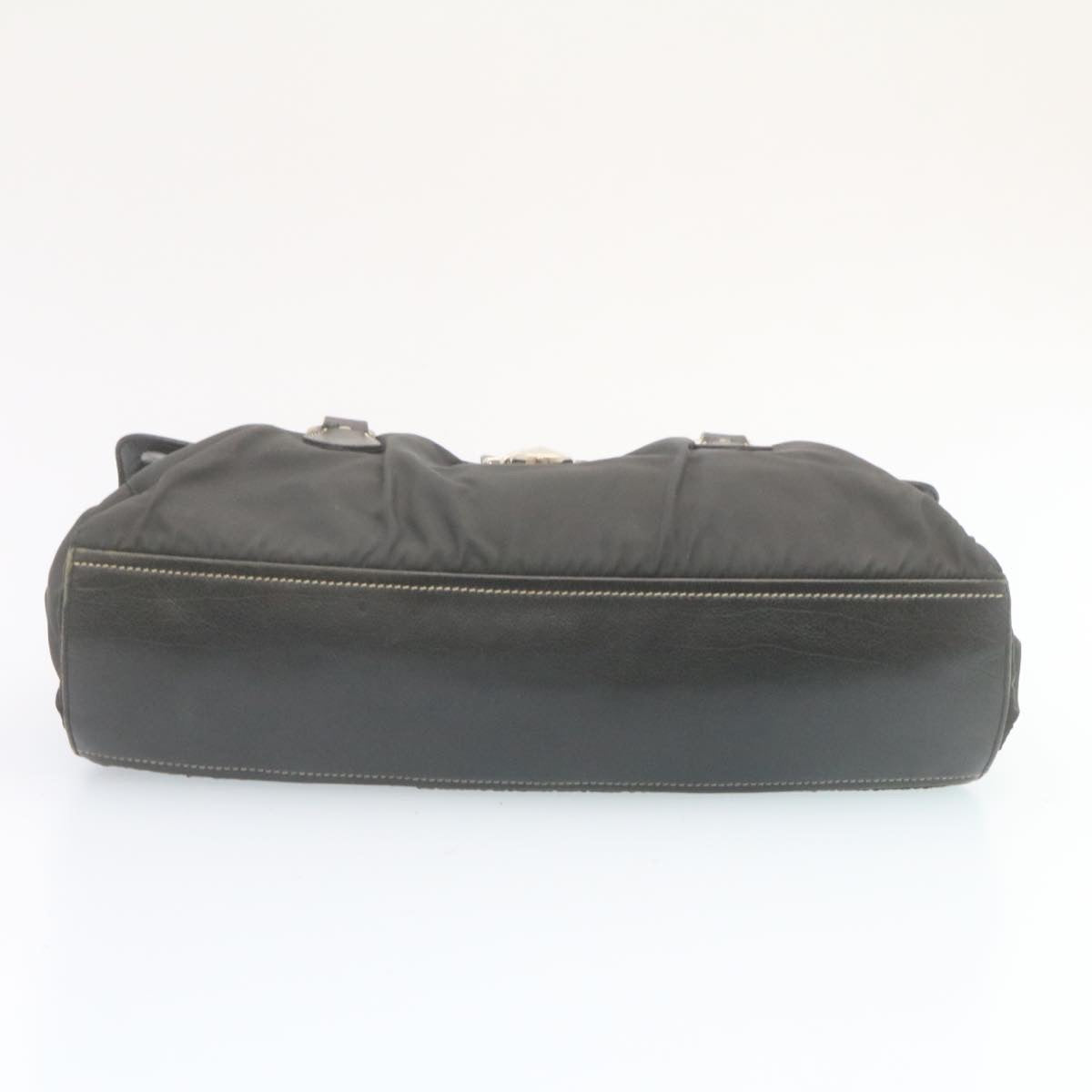 PRADA Hand Bag Nylon Leather Black Auth ki1583