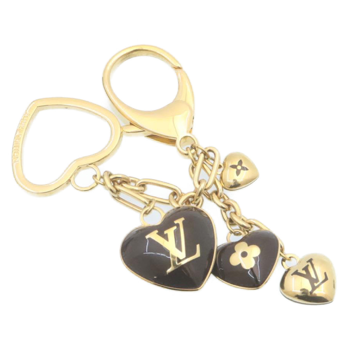 LOUIS VUITTON Bijoux Sac Coeur Heart Charm M65757 Gold Amarante LV Auth ki1591