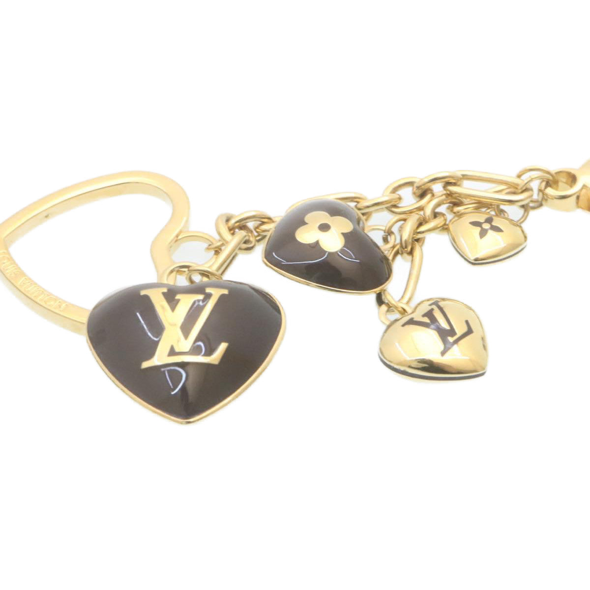 LOUIS VUITTON Bijoux Sac Coeur Heart Charm M65757 Gold Amarante LV Auth ki1591 - 0