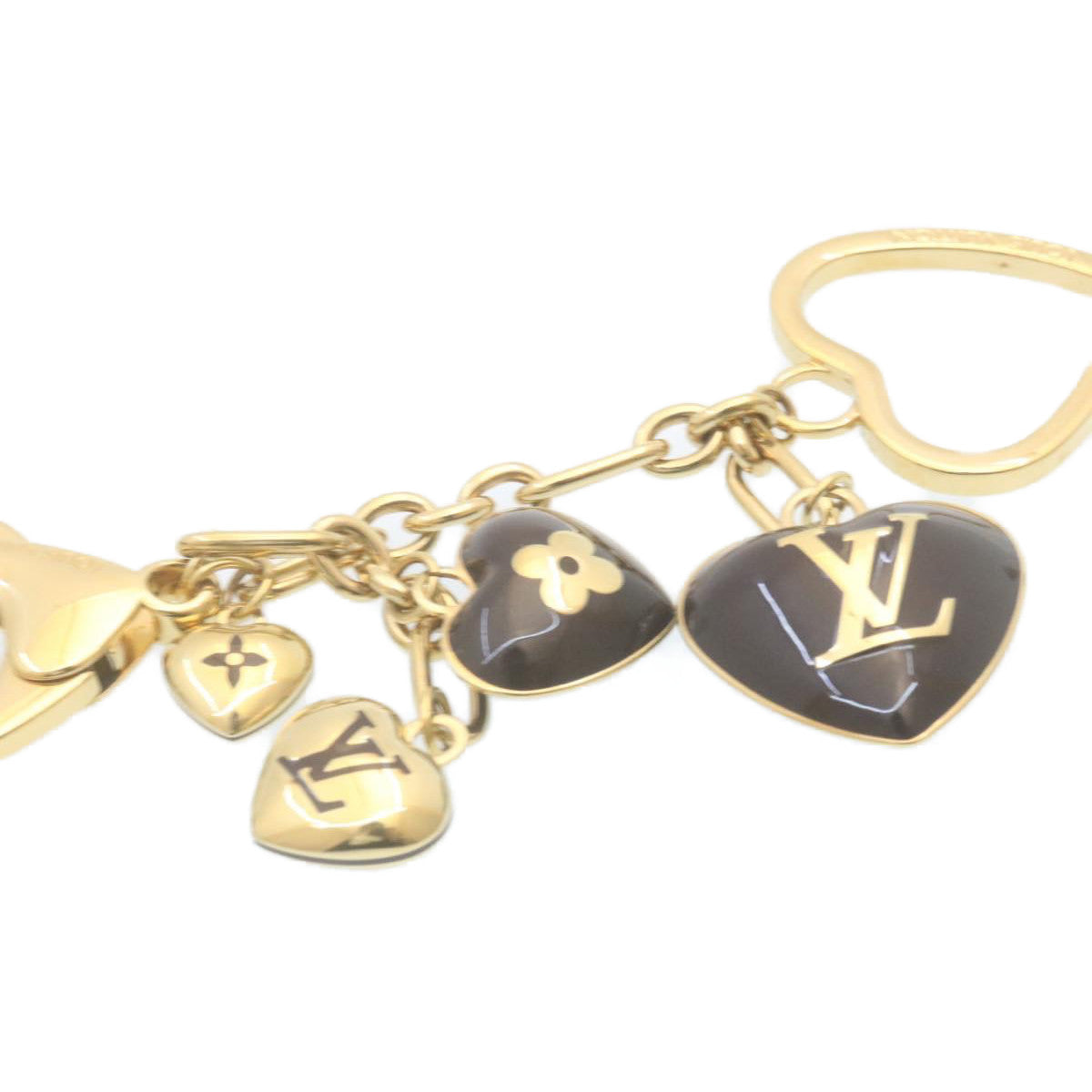 LOUIS VUITTON Bijoux Sac Coeur Heart Charm M65757 Gold Amarante LV Auth ki1591