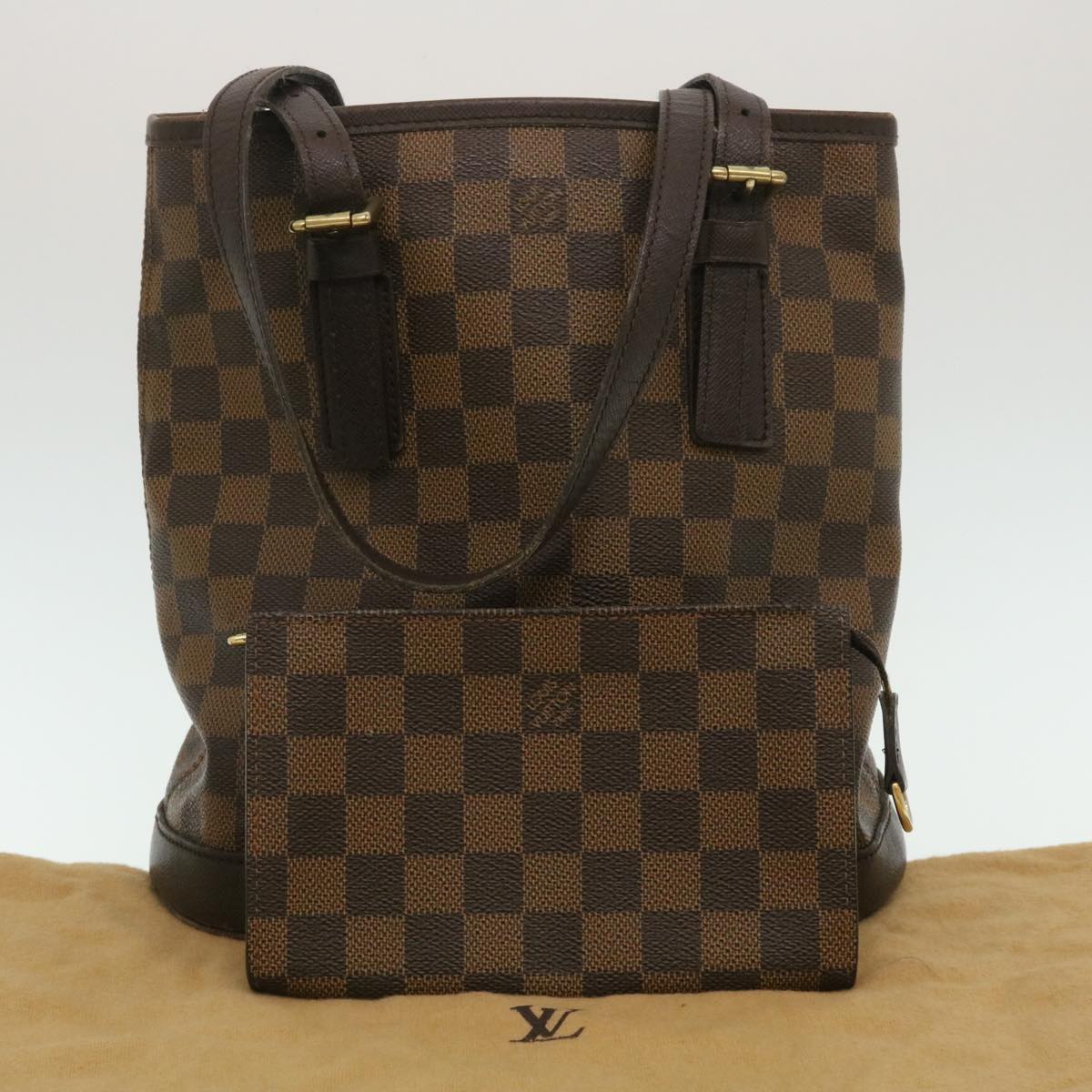 LOUIS VUITTON Damier Ebene Marais Bucket Shoulder Bag N42240 LV Auth  ki1730