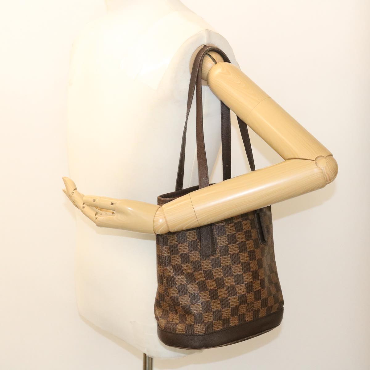 LOUIS VUITTON Damier Ebene Marais Bucket Shoulder Bag N42240 LV Auth  ki1730