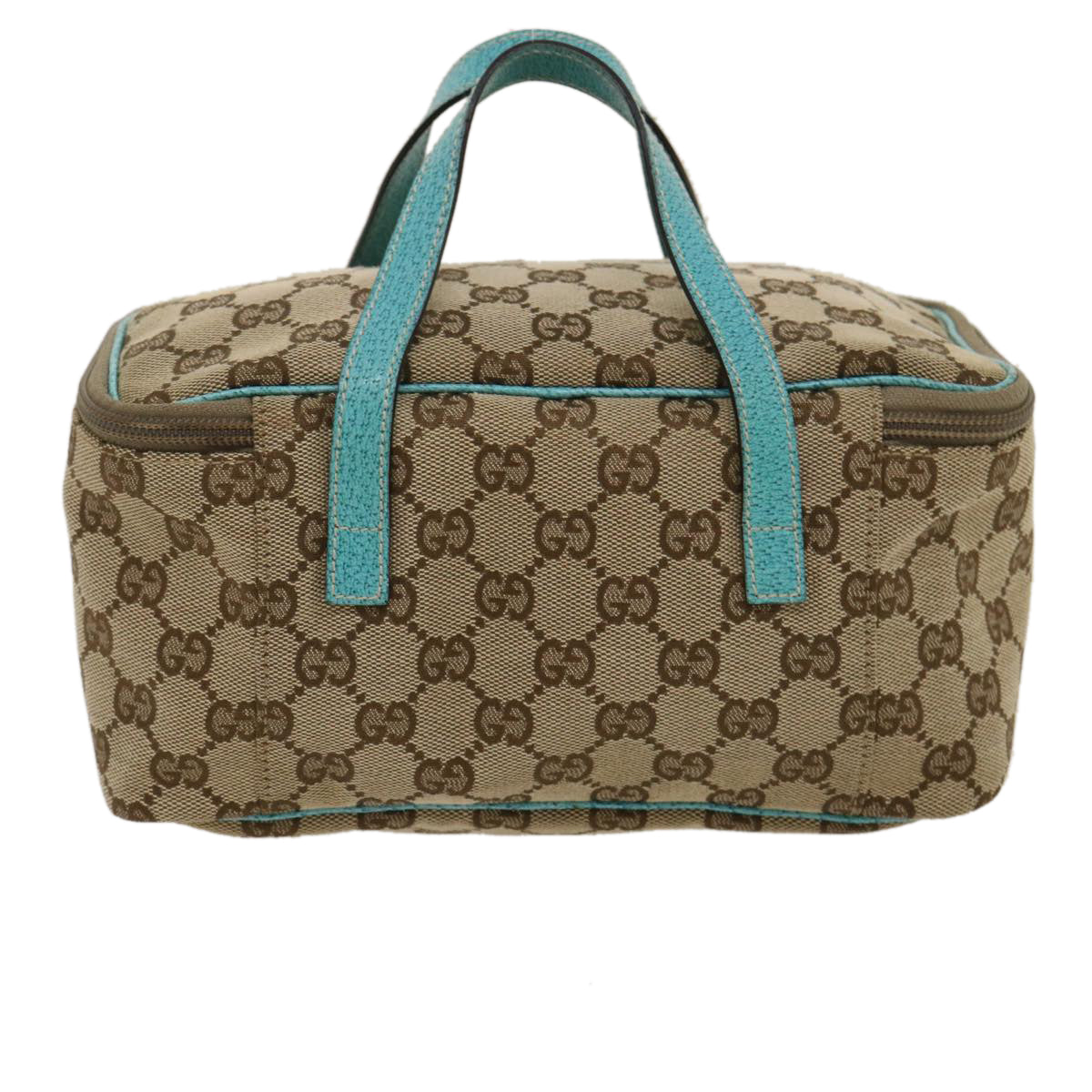 GUCCI GG Canvas Hand Bag Turquoise Blue Brown Auth ki1827 - 0