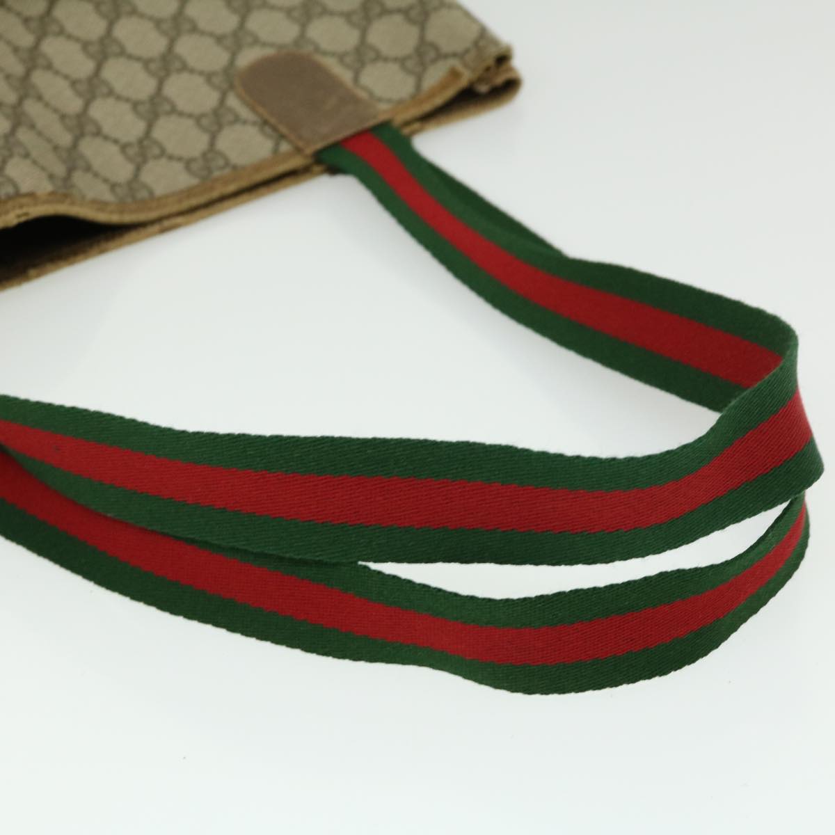 GUCCI Web Sherry Line GG Canvas Tote Bag Red Green Brown Auth ki1846