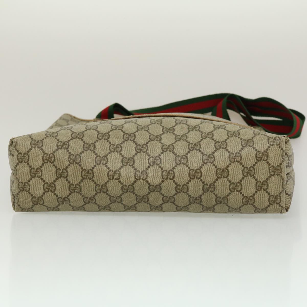 GUCCI Web Sherry Line GG Canvas Tote Bag Red Green Brown Auth ki1846