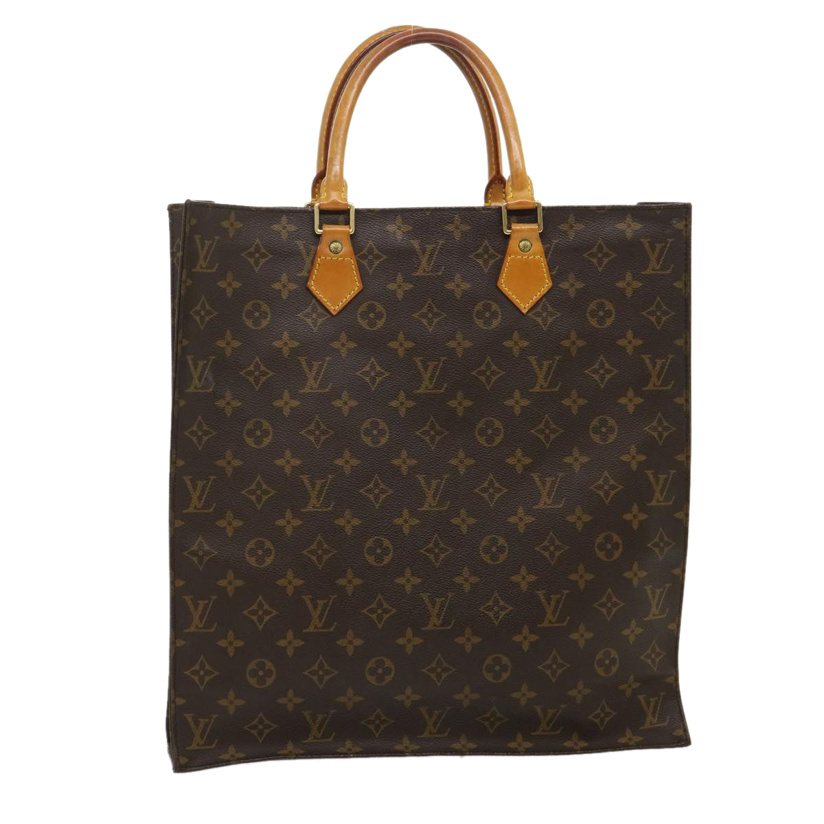 LOUIS VUITTON Monogram Sac Plat Hand Bag M51140 LV Auth ki1866