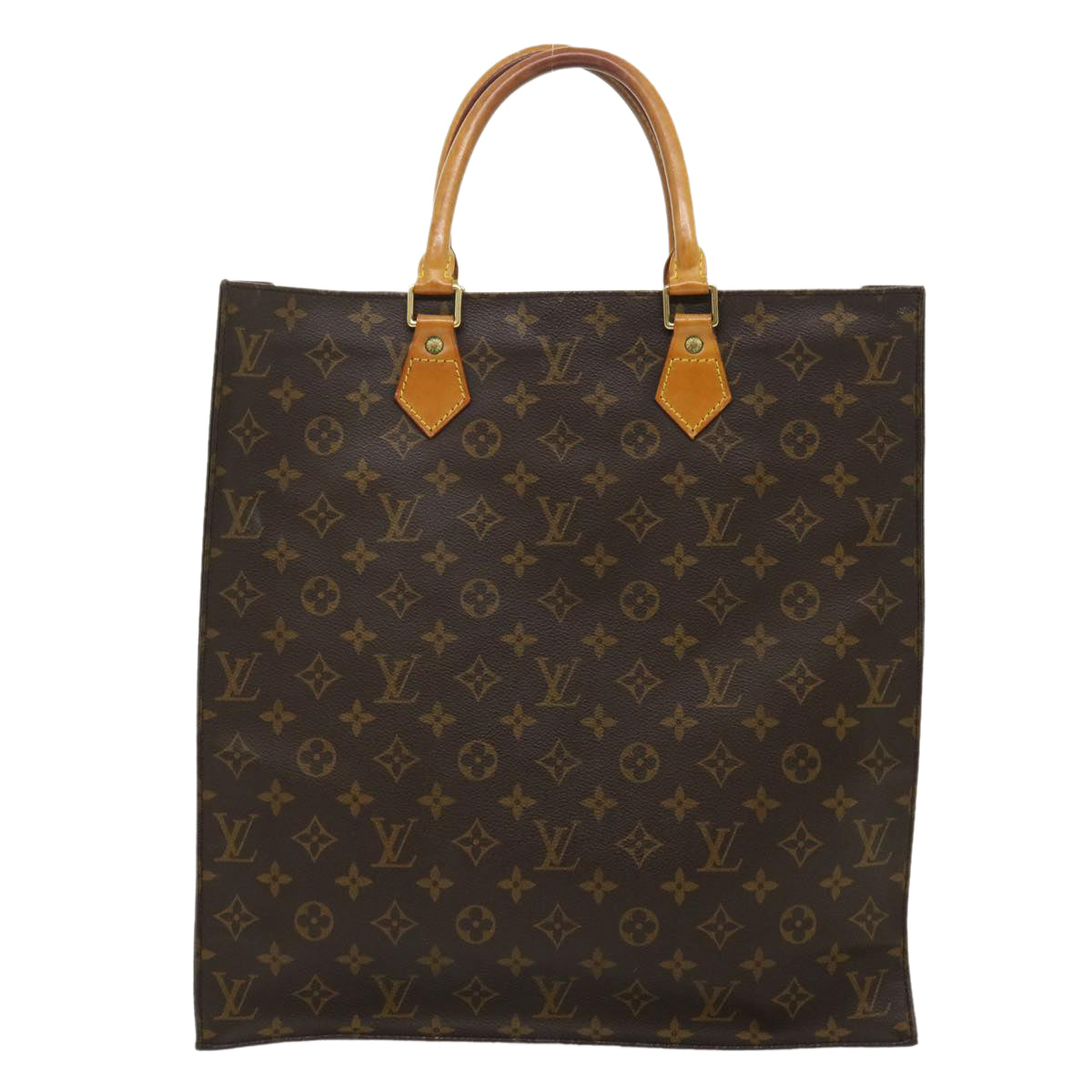 LOUIS VUITTON Monogram Sac Plat Hand Bag M51140 LV Auth ki1866