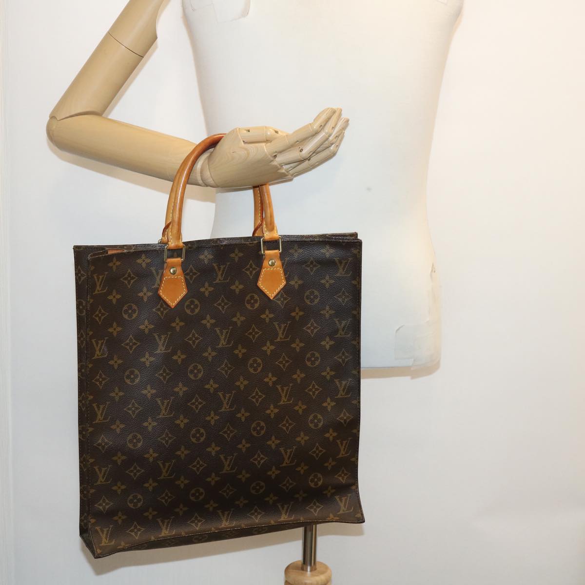 LOUIS VUITTON Monogram Sac Plat Hand Bag M51140 LV Auth ki1866