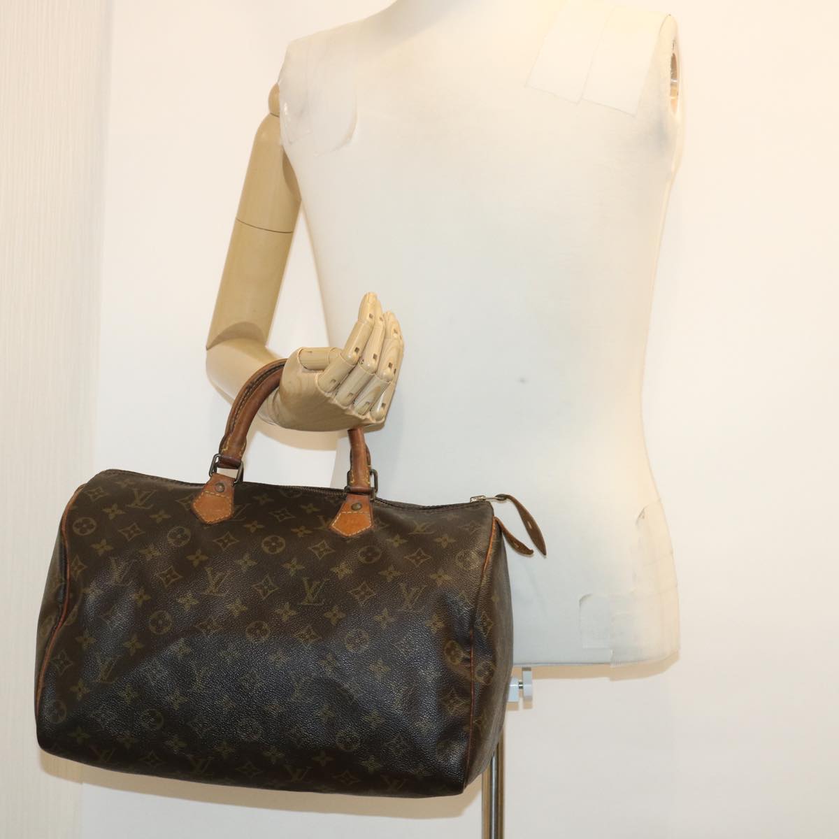 LOUIS VUITTON Monogram Speedy 35 Hand Bag M41524 LV Auth ki1880