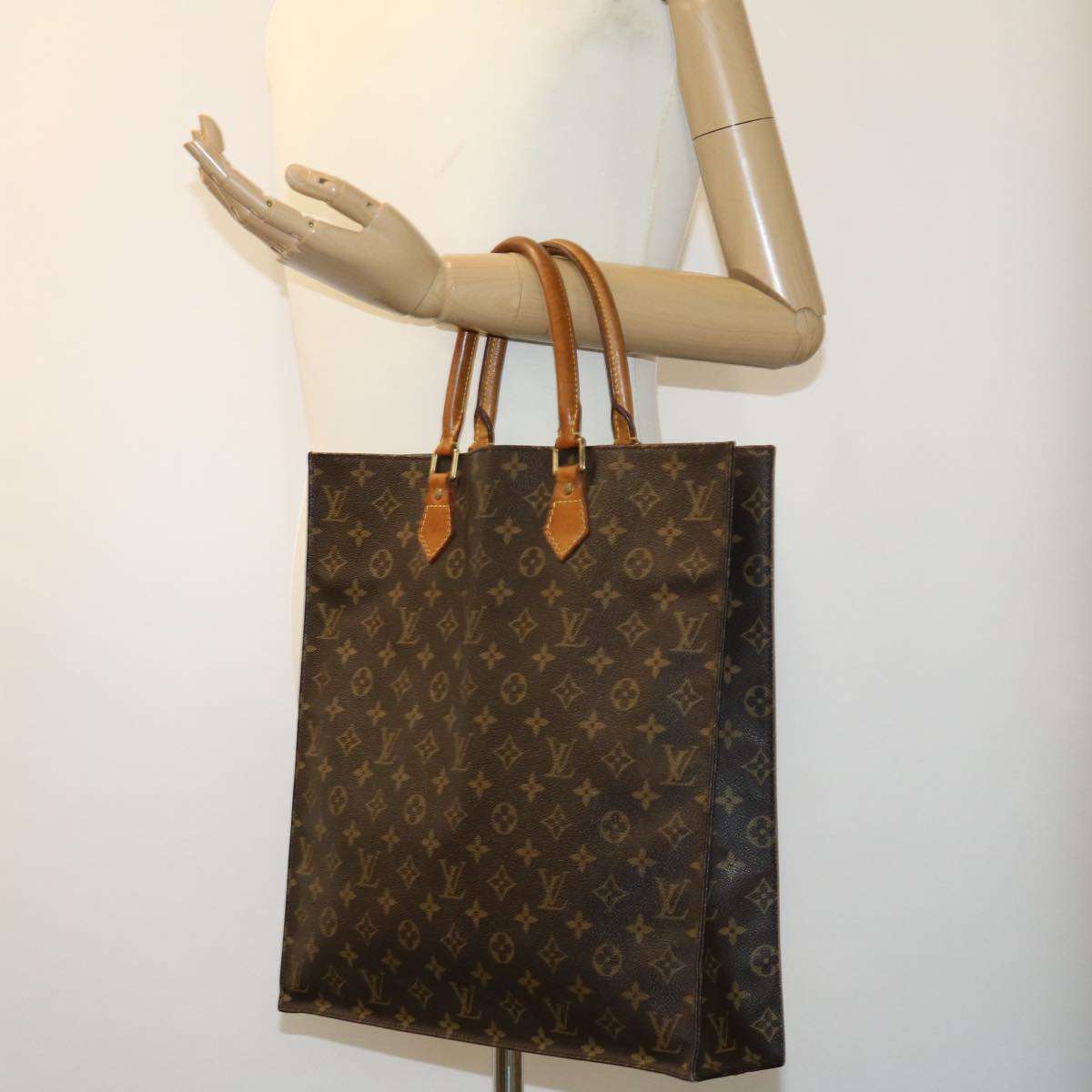 LOUIS VUITTON Monogram Sac Plat Hand Bag M51140 LV Auth ki2038