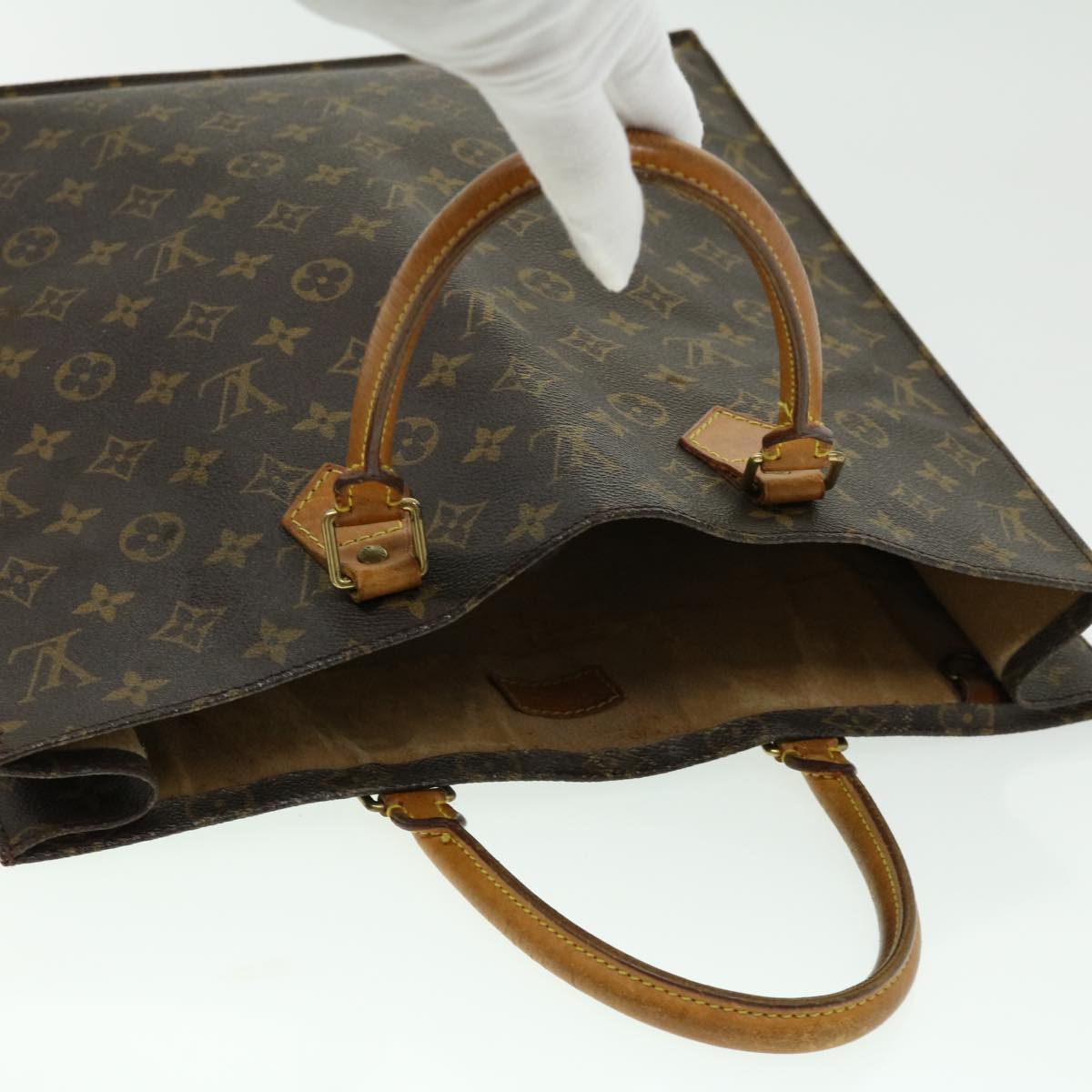 LOUIS VUITTON Monogram Sac Plat Hand Bag M51140 LV Auth ki2038