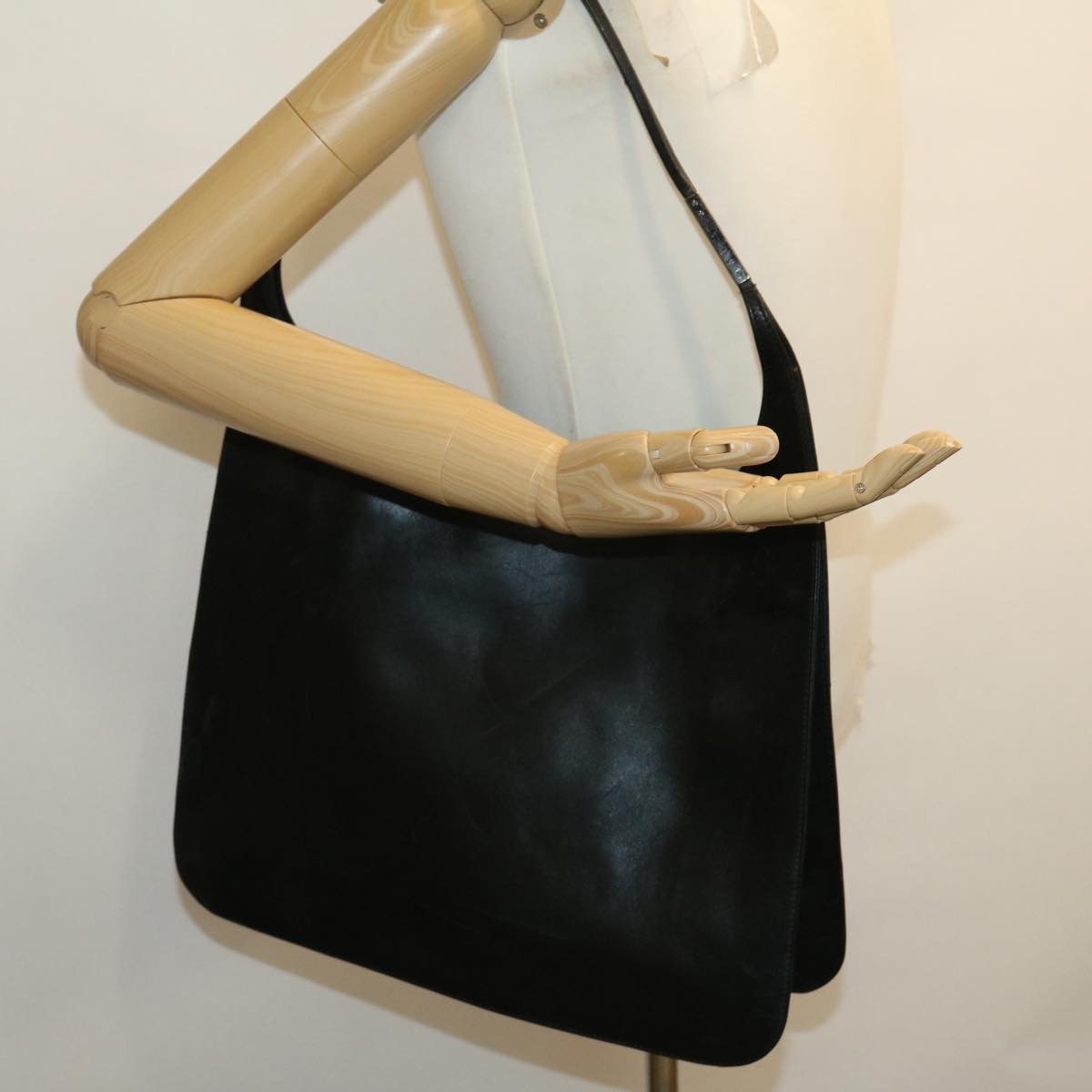 GUCCI Shoulder Bag Leather Black Auth ki2071