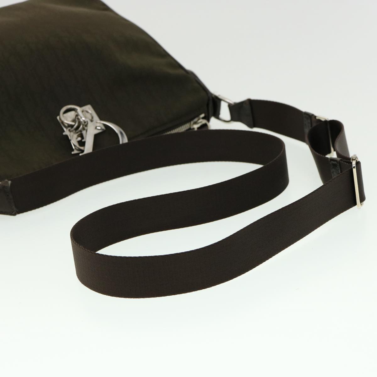 Christian Dior Trotter Canvas Shoulder Bag Khaki Auth ki2109