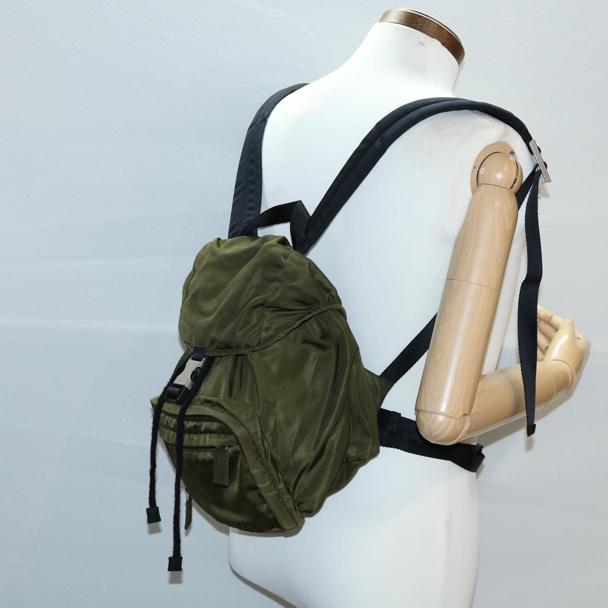 PRADA Backpack Nylon Khaki Auth ki2113