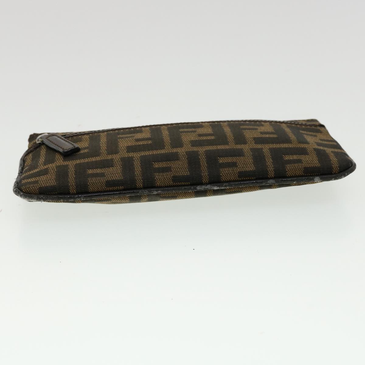 FENDI Zucca Canvas Pouch Brown Auth ki2134