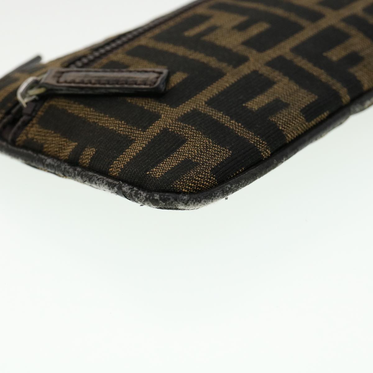 FENDI Zucca Canvas Pouch Brown Auth ki2134