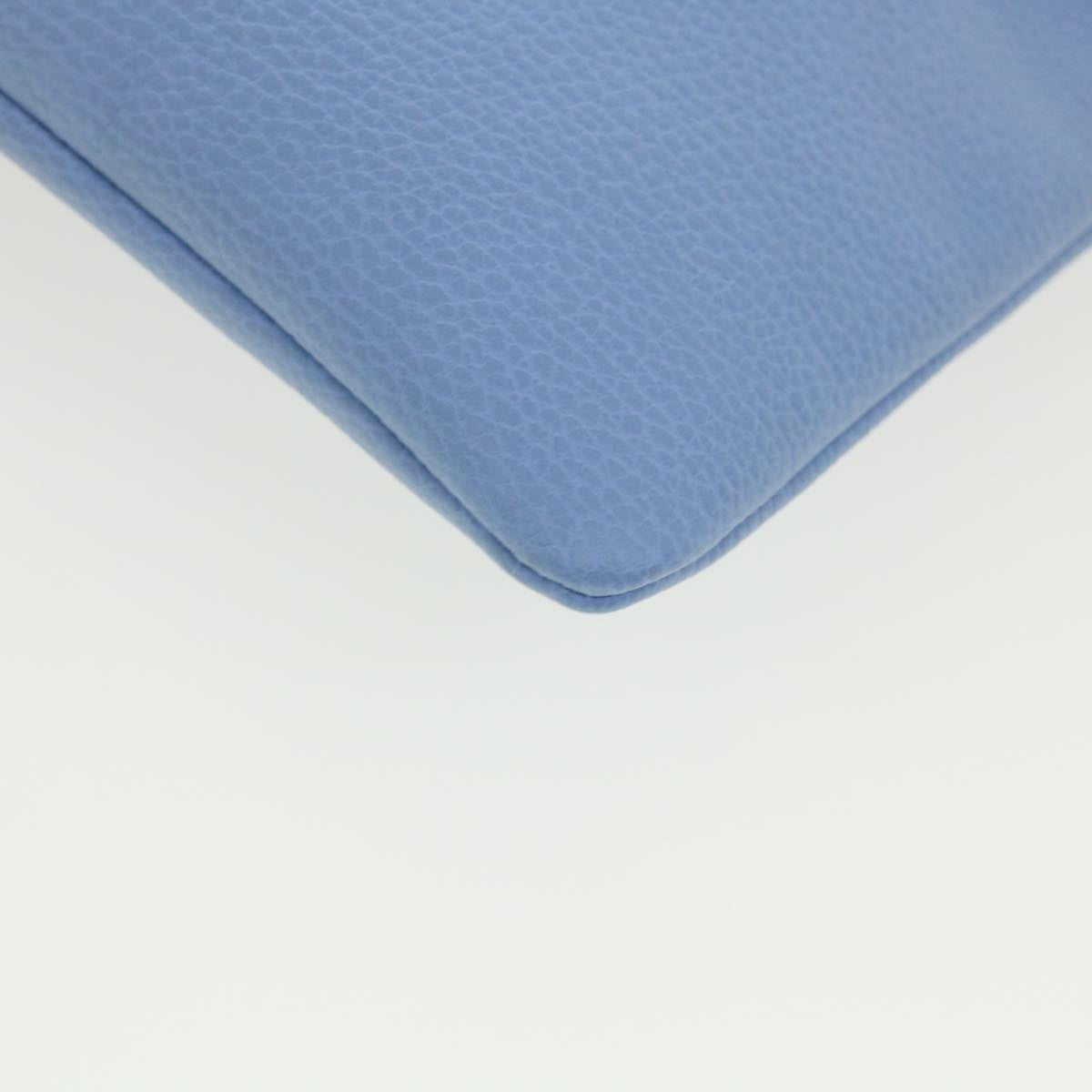 GUCCI Bamboo Fringe Clutch Bag Leather Light Blue Auth ki2160