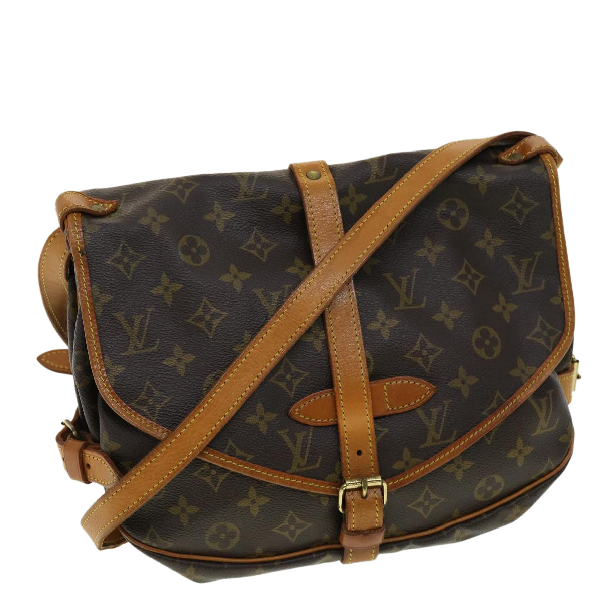 LOUIS VUITTON Monogram Saumur 30 Shoulder Bag M42256 LV Auth ki2209