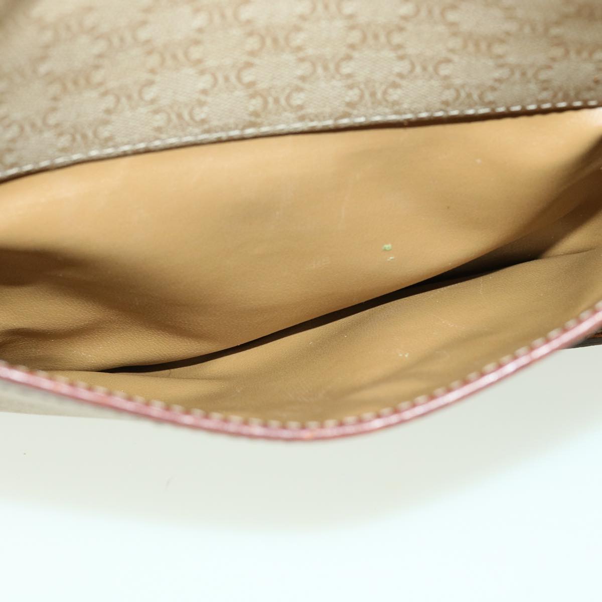 CELINE Macadam Canvas Shoulder Bag Beige Auth ki2254