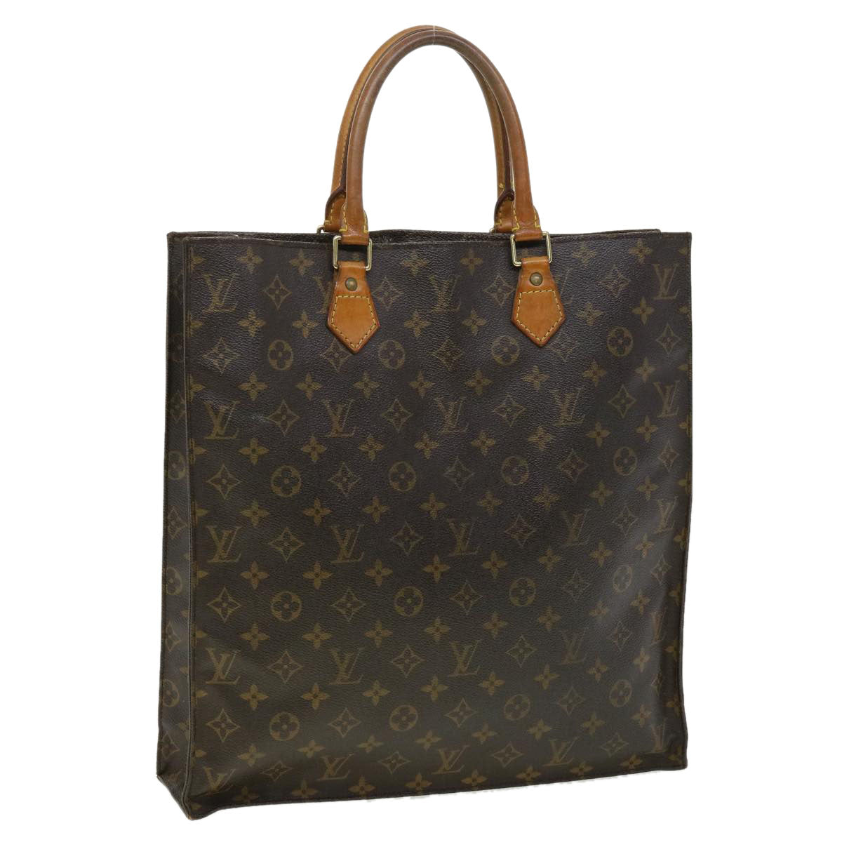 LOUIS VUITTON Monogram Sac Plat Hand Bag M51140 LV Auth ki2255