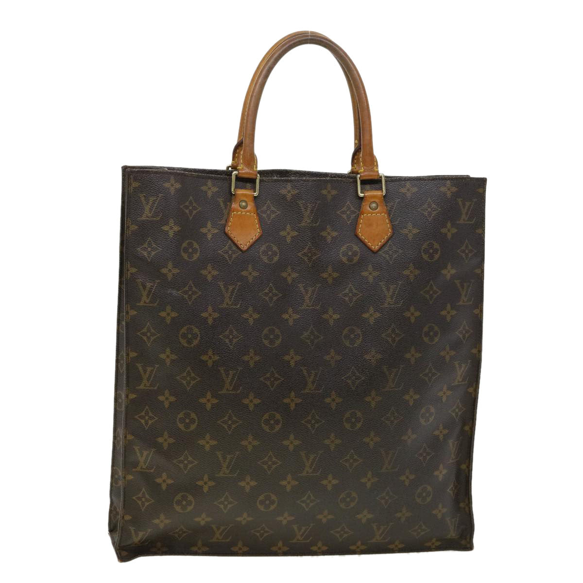 LOUIS VUITTON Monogram Sac Plat Hand Bag M51140 LV Auth ki2255