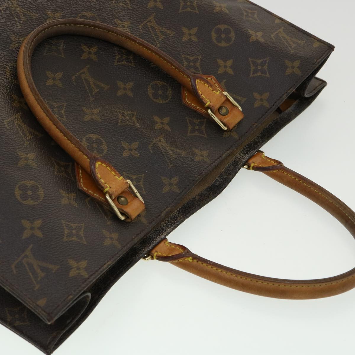 LOUIS VUITTON Monogram Sac Plat Hand Bag M51140 LV Auth ki2255