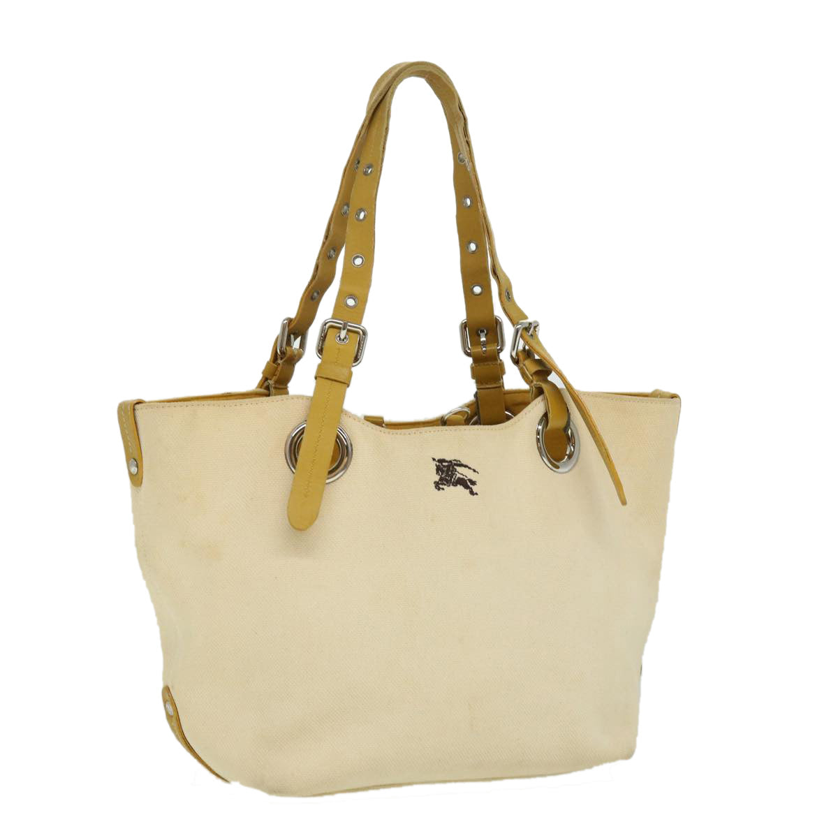 BURBERRY Tote Bag Canvas Beige Auth ki2355