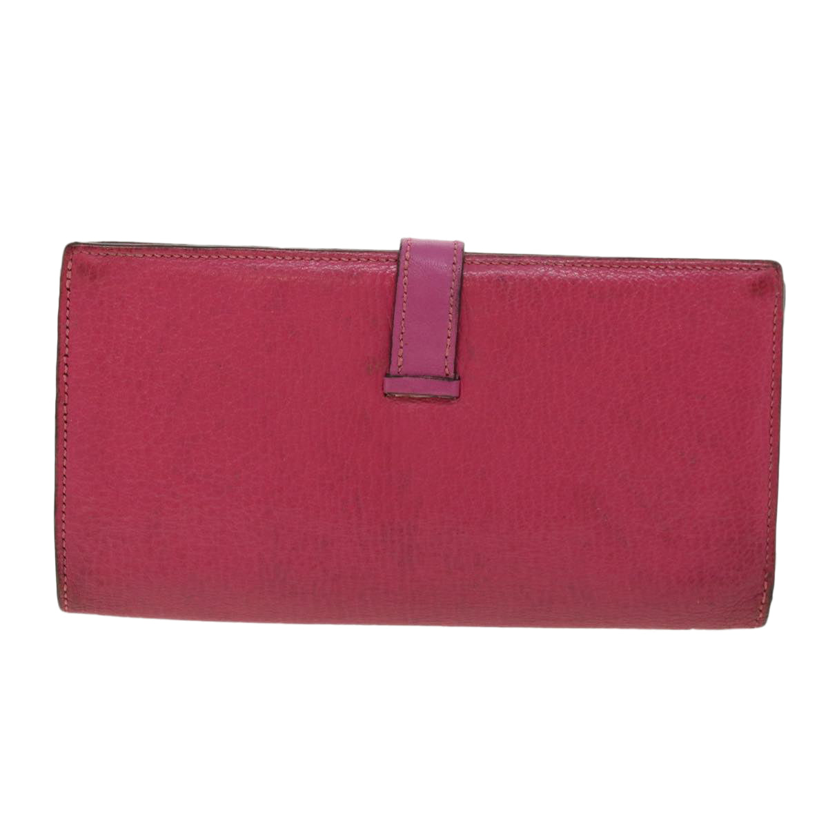 HERMES Bearn Souffle Wallet Leather Pink Auth ki2358 - 0