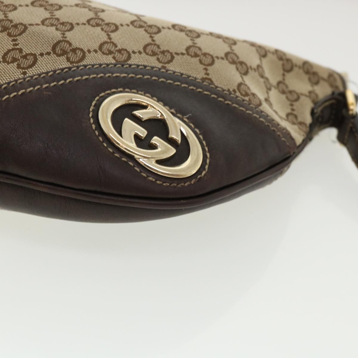 GUCCI GG Canvas Shoulder Bag Beige Auth ki2368