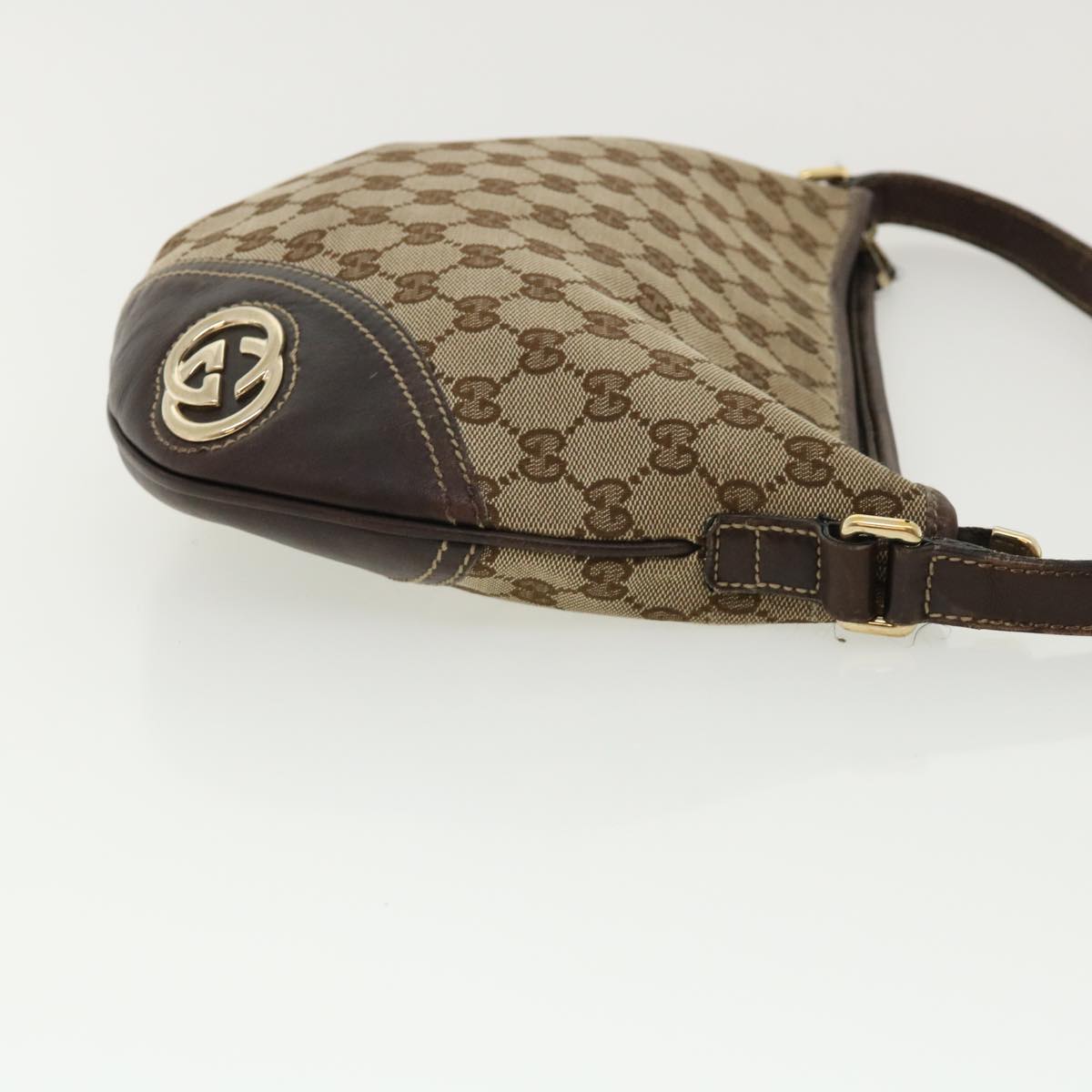 GUCCI GG Canvas Shoulder Bag Beige Auth ki2368