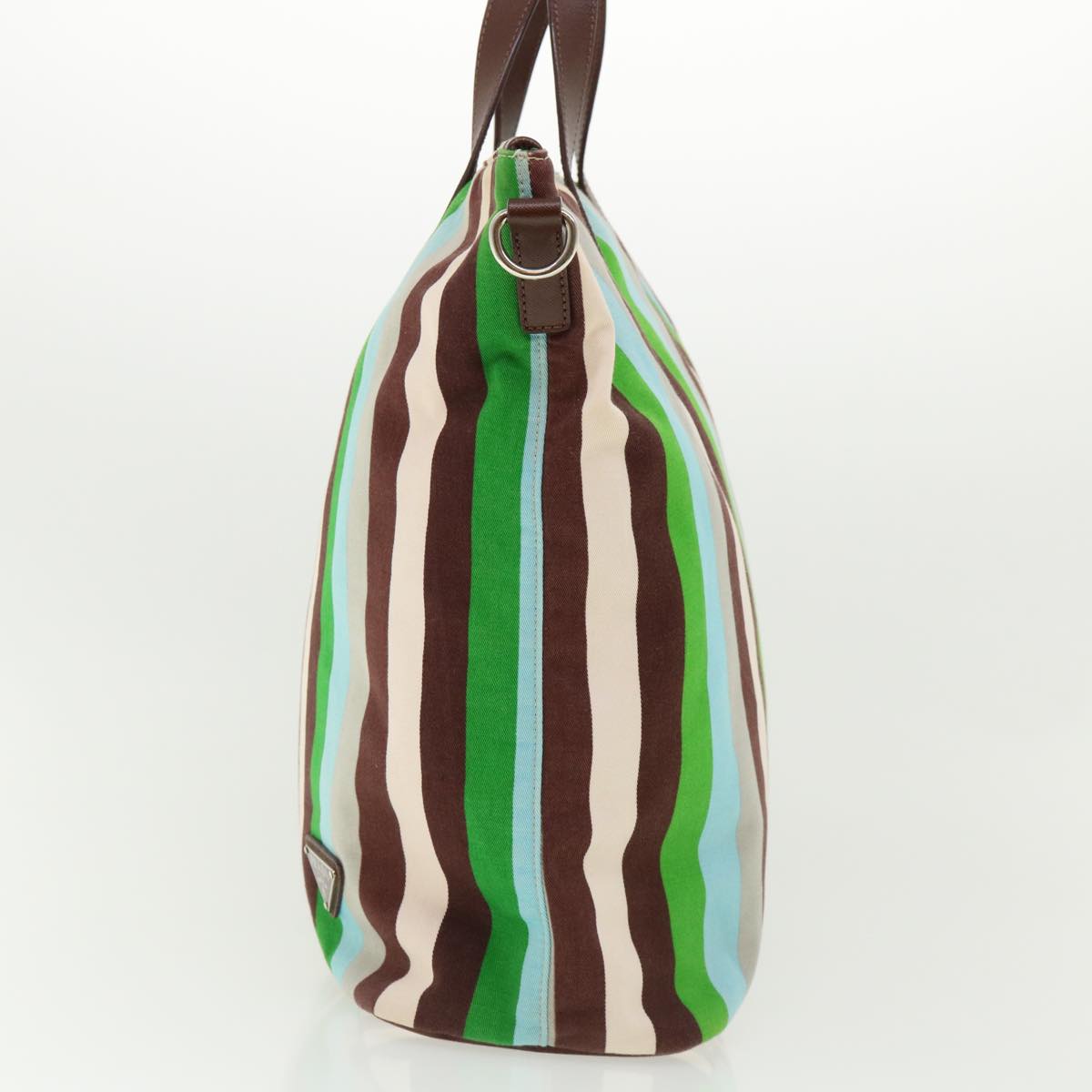 PRADA Hand Bag Canvas Leather Multicolor Auth ki2463