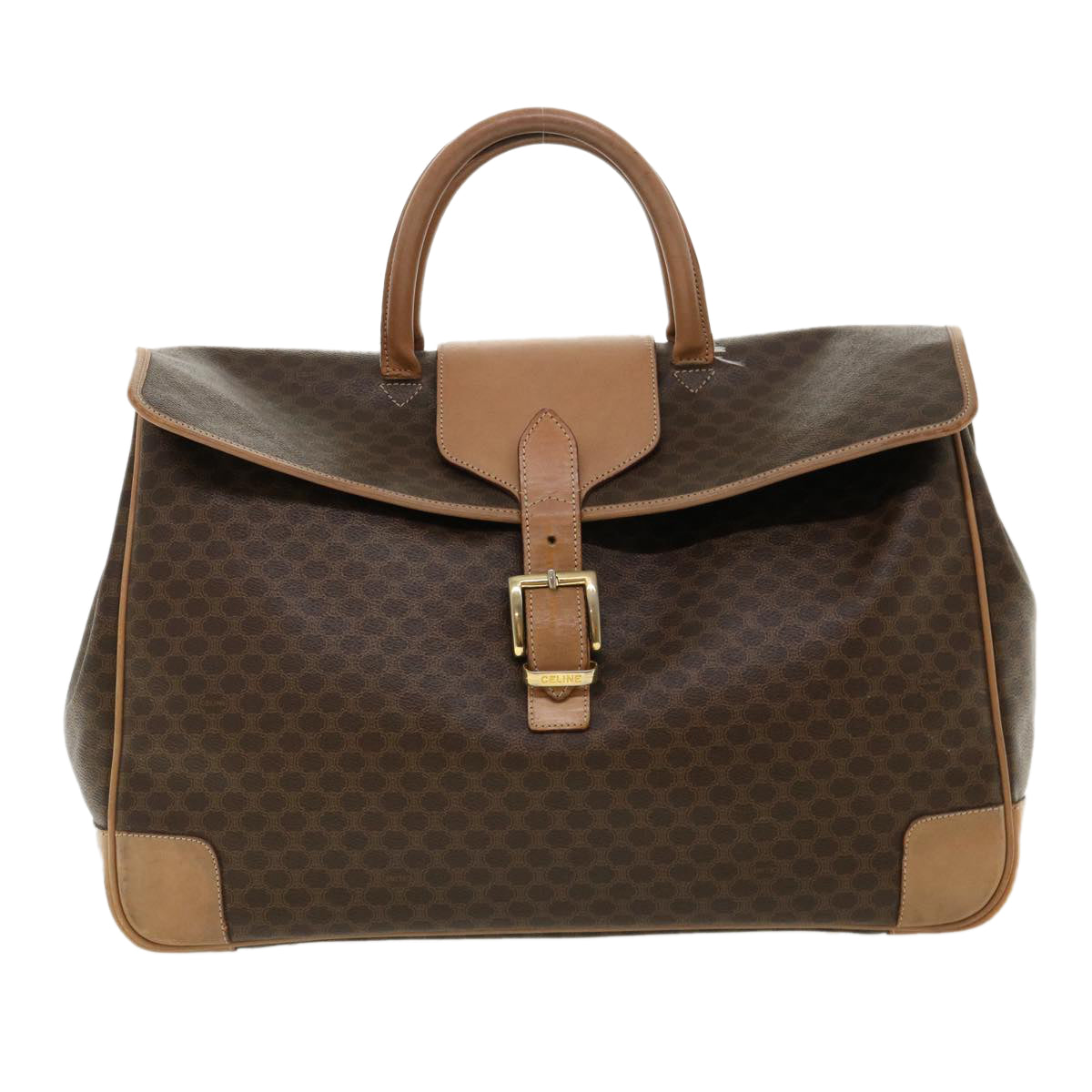 CELINE Macadam Canvas Hand Bag Brown Auth ki2486