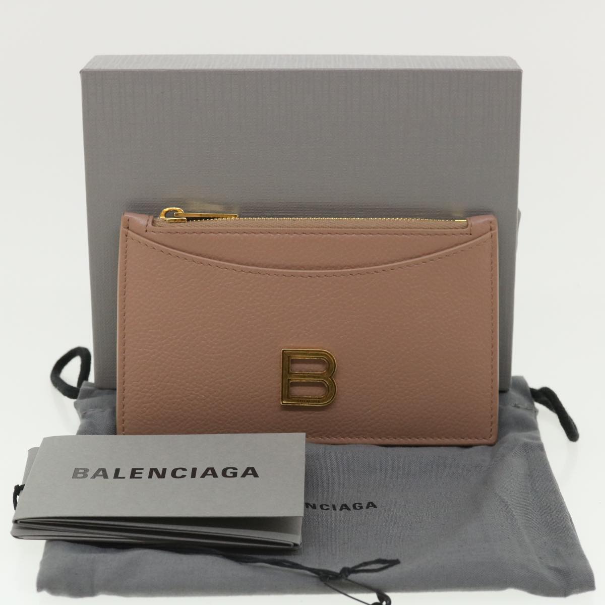 BALENCIAGA Hour Glass Card Case Leather Pink 637371 Auth ki2639